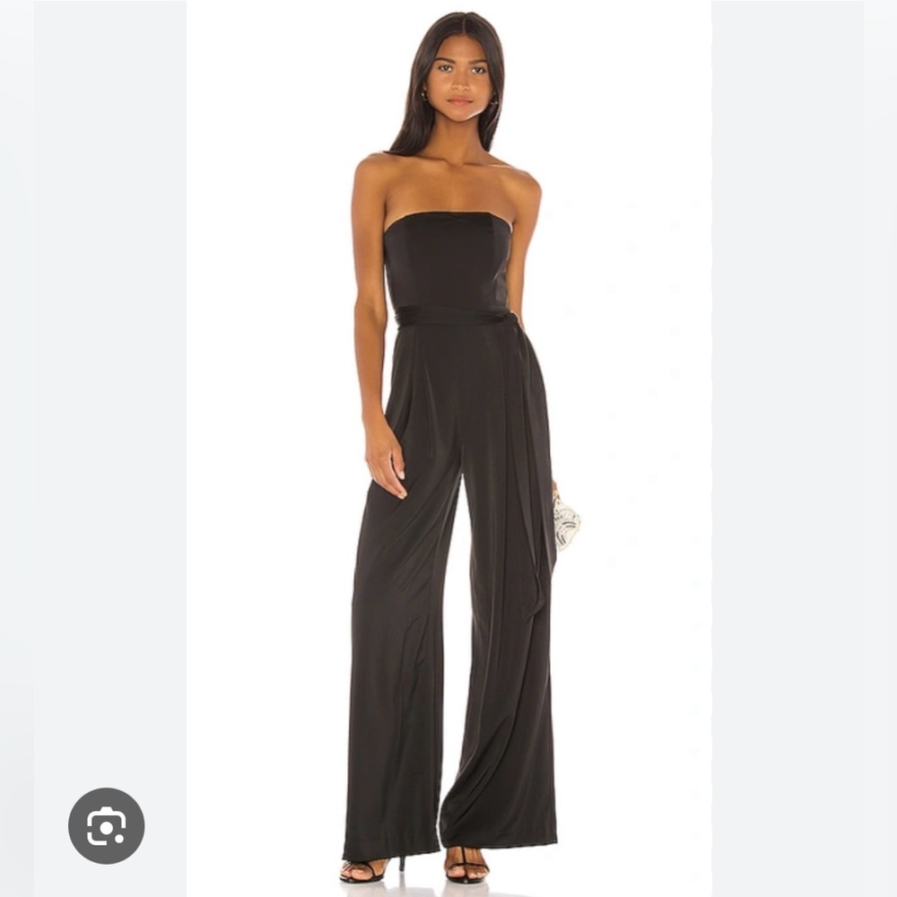 NBD Black Satin Wide Leg Jumper, Size Large. Like Brand New
